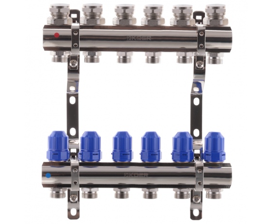 Фото 2 - Коллекторный блок с термостатическими клапанами KOER KR.1100-06 1”x6 WAYS (KR2632)