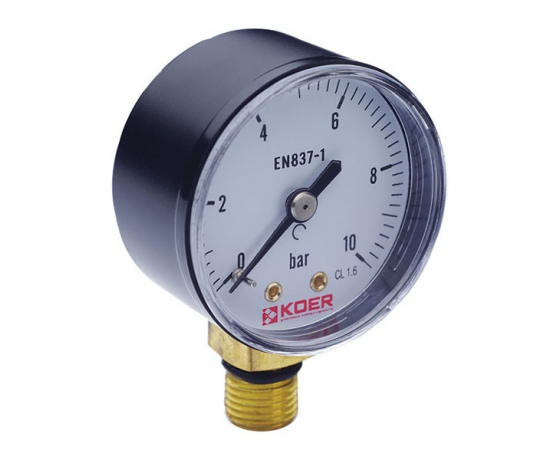 Фото 2 - Манометр радиальный (KOER KM.502R) (0-10 bar), D=50мм, 1/4'' (KR0209)