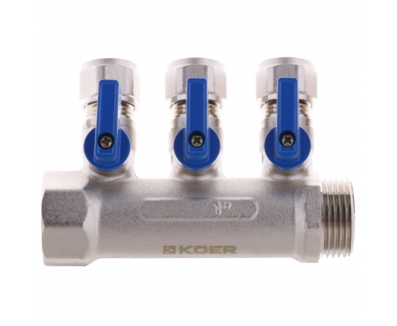 Фото 3 - Коллектор с шаровыми кранами и фитингом KOER KR.1126-3 1”x3 WAYS (KR2839)