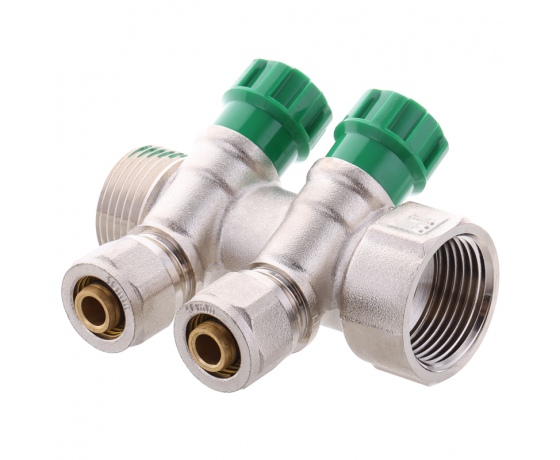 Фото 2 - Коллектор вентильный с фитингом KOER KR.1124-2 1”x2 WAYS (KR2832)