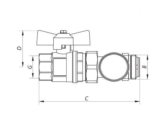 Фото 3 - Кран с накидной гайкой 1'' с термометром прямой KOER KR.1030 (KR2669)