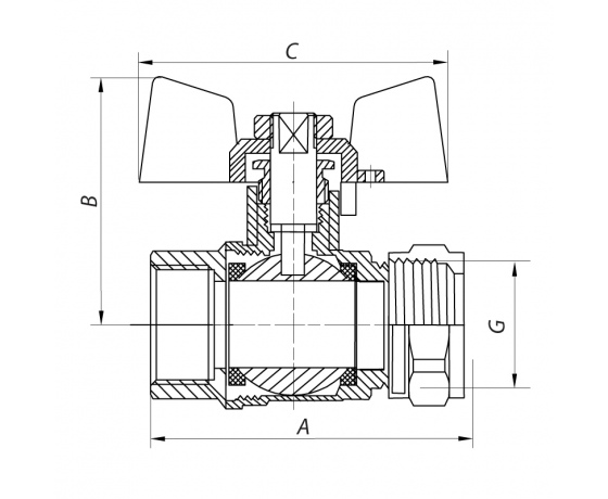 Фото 3 - Кран шаровый KOER WING 16x1/2M (KR.351) (LL1656)