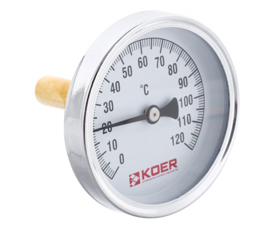 Фото 2 - Термометр аксиальный с погружной гильзой KOER KT.671A D=63мм 1/2'' (KR2899)