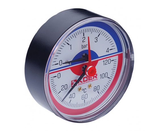Фото 2 - Термо-манометр аксиальный (KOER KM.802A) (0-4 bar), D=80мм, 1/2'' (KR0222)