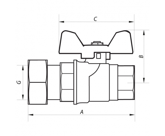 Фото 3 - Кран шаровый с накидной гайкой 3/4