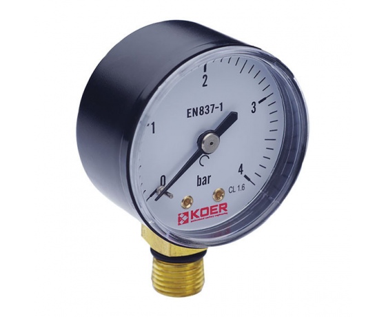 Фото 2 - Манометр радиальный (KOER KM.502R) (0-4 bar), D=50мм, 1/4'' (KR0207)