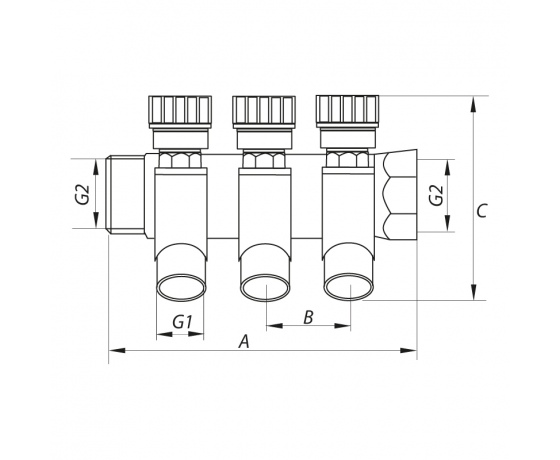 Фото 3 - Коллектор вентильный с фитингом KOER KR.1124-4 1”x4 WAYS (KR2834)