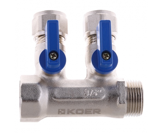 Фото 3 - Коллектор с шаровыми кранами и фитингом KOER KR.1125-2 3/4”x2 WAYS (KR2835)