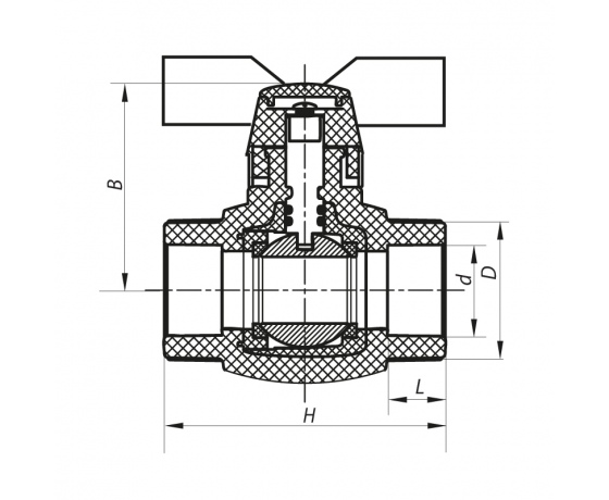 Фото 3 - Кран шаровый PPR КШ KOER (бабочка) для горячей воды 20 (KOER K0181.PRO) (KP0234)