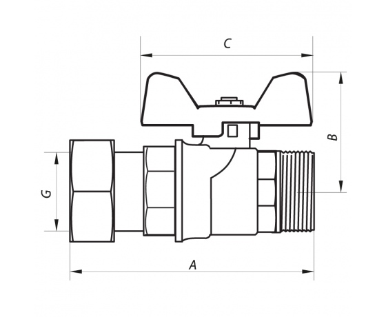 Фото 3 - Кран шаровый с накидной гайкой 3/4