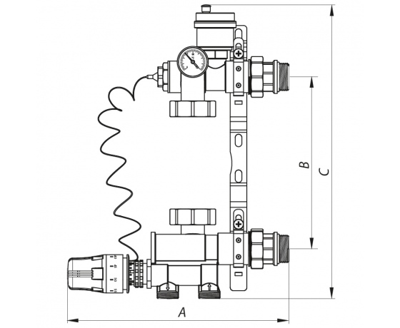 Фото 4 - Смесительный узел для коллекторов с нижним подключением KOER KR.1022 1” (без насоса) (KR2841)