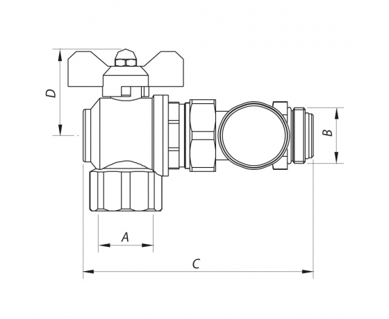 Фото 3 - Кран с накидной гайкой 1” с термометром угловой KOER KR.1031 (KR2670)