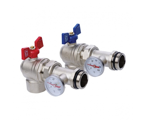 Фото 2 - Кран с накидной гайкой 1” с термометром угловой KOER KR.1031 (KR2670)