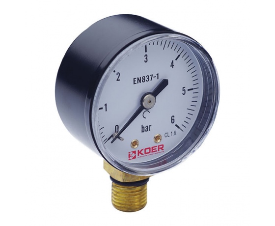 Фото 2 - Манометр радиальный (KOER KM.502R) (0-6 bar), D=50мм, 1/4'' (KR0208)