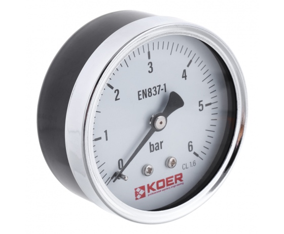 Фото 2 - Манометр аксиальный KOER KM.611A D=63мм (0-6 bar) 1/4'' (KR2901)
