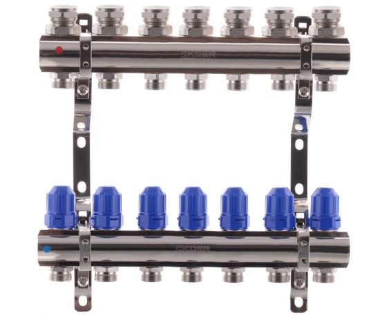 Фото 2 - Коллекторный блок с термостатическими клапанами KOER KR.1100-07 1”x7 WAYS (KR2633)