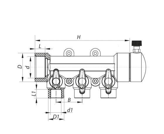 Фото 3 - Коллектор 3-way с шаровыми кранами (40x20) PPR KOER K0170.PRO (KP0220)