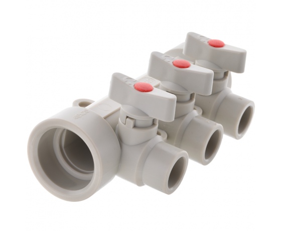 Фото 2 - Коллектор 3-way с шаровыми кранами (40x20) PPR KOER K0170.PRO (KP0220)