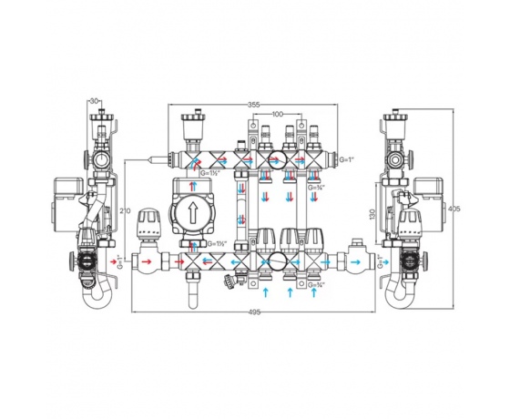 Фото 4 - Коллектор со встроенным смесит. узлом KOER KR.S1012-9 1