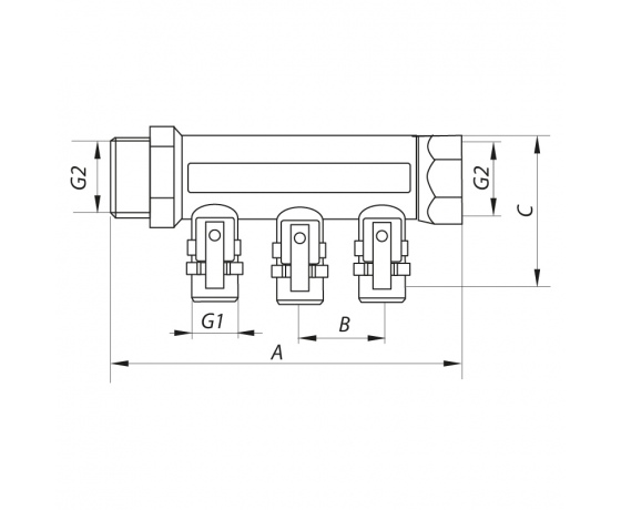Фото 3 - Коллектор с отсекающими кранами с фитингом KOER KR.1125-4 3/4”x4 WAYS (KR2837)