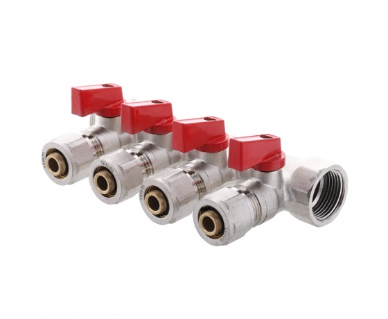 Фото 2 - Коллектор с отсекающими кранами с фитингом KOER KR.1125-4 3/4”x4 WAYS (KR2837)