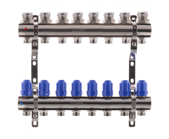 Фото 2 - Коллекторный блок с термостатич. клапанами KOER KR.1100-08 1”x8 WAYS (KR2634)