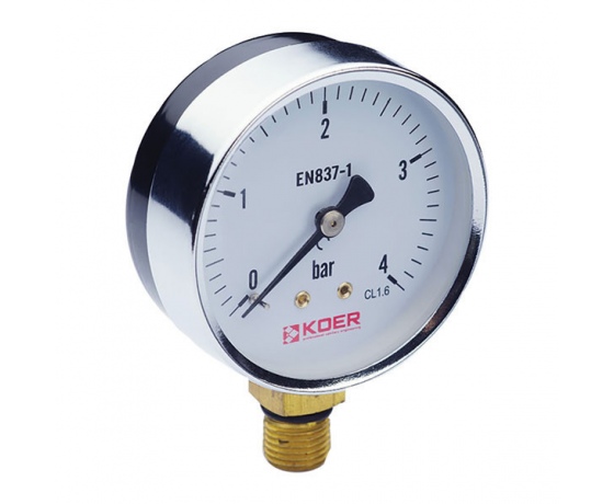 Фото 2 - Манометр радиальный (KOER KM.610R) (0-4 bar), D=63мм, 1/4'' (KR0203)