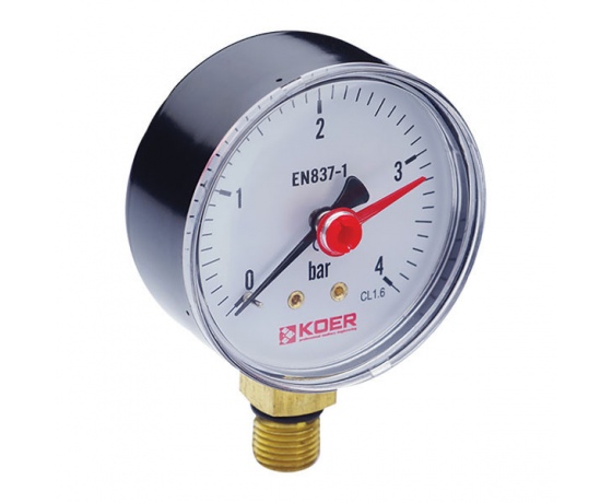 Фото 2 - Манометр радиальный (KOER KM.621R) (0-4 bar), D=63мм, 1/4'' (KR0206)