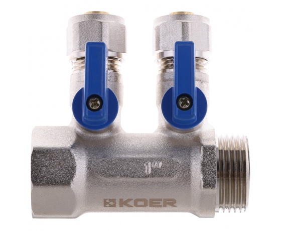 Фото 4 - Коллектор с шаровыми кранами и фитингом KOER KR.1126-2 1”x2 WAYS (KR2838)