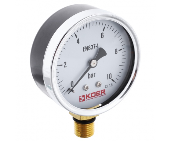 Фото 2 - Манометр радиальный (KOER KM.610R) (0-10 bar), D=63мм, 1/4'' (KR0205)