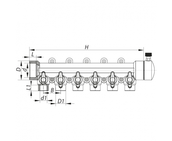 Фото 4 - Коллектор 6-way с шаровыми кранами (40x20) PPR KOER K0173.PRO (KP0223)