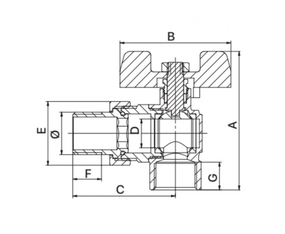 Фото 3 - Кран с американкой угловой 1/2