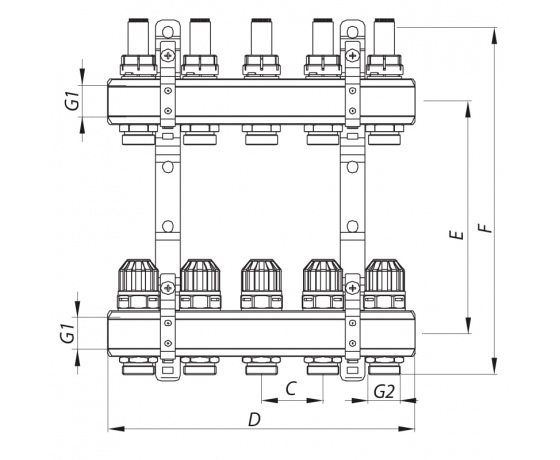 Фото 4 - Коллекторный блок с расходомерами KOER KR.1110-03 1”x3 WAYS (KR2640)
