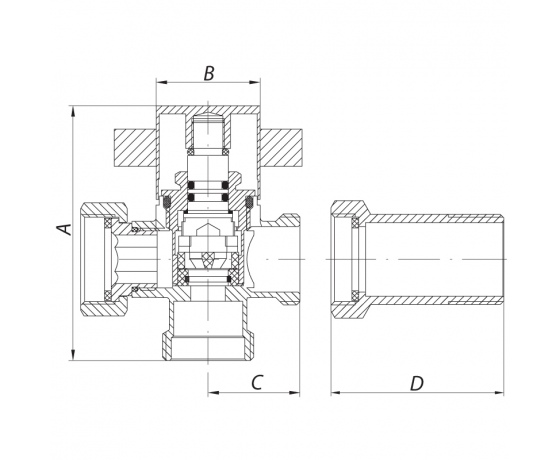 Фото 3 - Кран трехходовой 3/4x3/4x3/4 KOER KR.520 (KR0110)