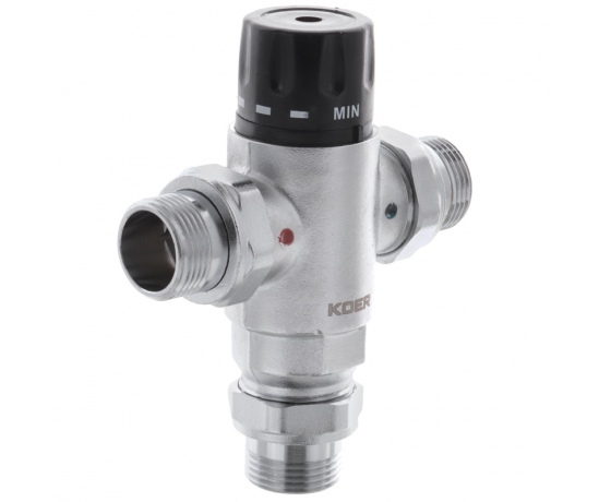 Фото 4 - Клапан смесительный термостатический трехходовой 1'' (с накидн. гайками) KOER KR.1258 (KR2817)