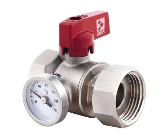 Фото 4 - Кран ГГБ с накидной гайкой с термометром KOER KR.1034 - 1'' прямой (KR2892)