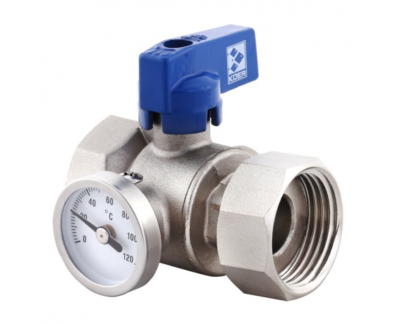 Фото 2 - Кран ГГБ с накидной гайкой с термометром KOER KR.1034 - 1'' прямой (KR2892)