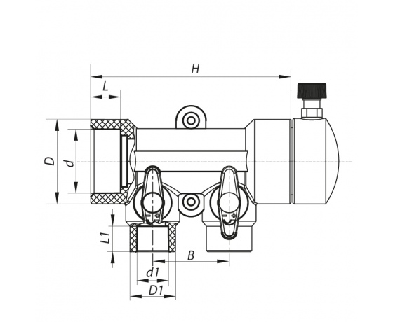 Фото 3 - Коллектор 2-way с шаровыми кранами (40x20) PPR KOER K0169.PRO (KP0219)