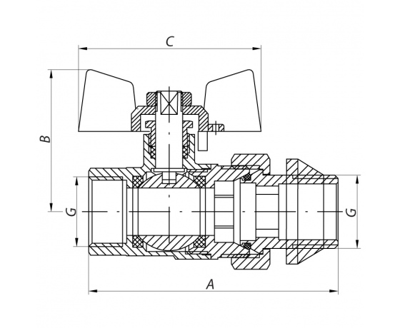 Фото 3 - Кран с американкой 1/2