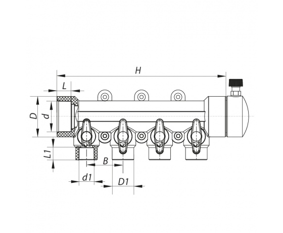 Фото 3 - Коллектор 4-way с шаровыми кранами (40x20) PPR KOER K0171.PRO (KP0221)