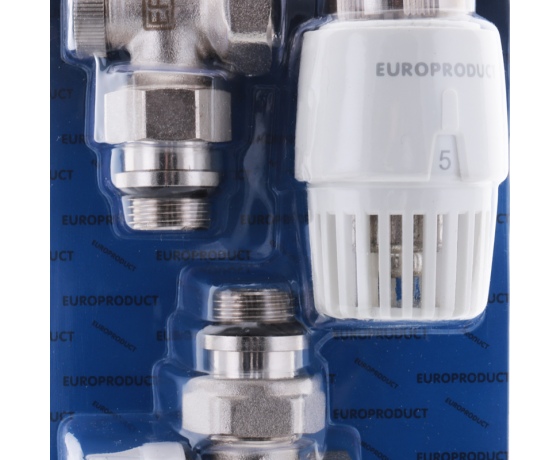 Фото 3 - Комплект для подключения радиатора EUROPRODUCT EP.1302 - 1/2'' (угловой с термоголовкой) (EP6016)