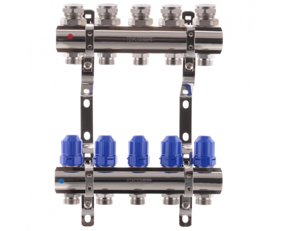 Фото 2 - Коллекторный блок с термостатич. клапанами KOER KR.1100-05 1”x5 WAYS (KR2631)