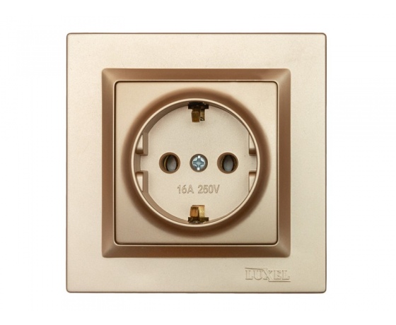 Фото 2 - Розетка с заземлением Luxel JAZZ (9604) Бронзовая