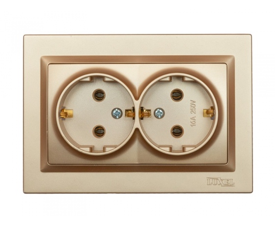 Фото 2 - Розетка двойная с заземлением Luxel JAZZ (9608) Бронзовая