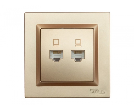 Фото 2 - Компьютерная розетка двойная Luxel JAZZ (9628) Бронзовая