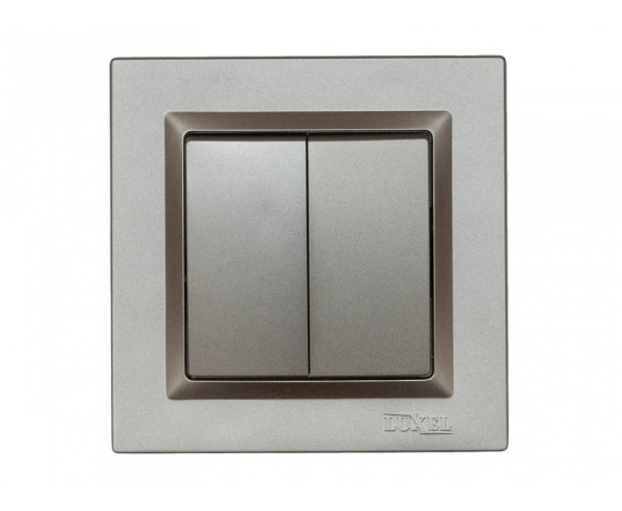 Фото 2 - Выключатель двойной Luxel JAZZ (9703) Графитовый