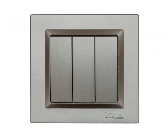 Фото 2 - Выключатель тройной Luxel JAZZ (9713) Графитовый