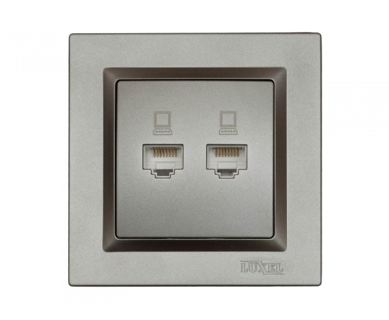 Фото 2 - Компьютерная розетка двойная Luxel JAZZ (9728) Графитовая