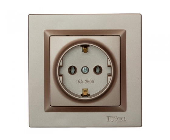 Фото 2 - Розетка с заземлением Luxel JAZZ (9204) Терракотовая