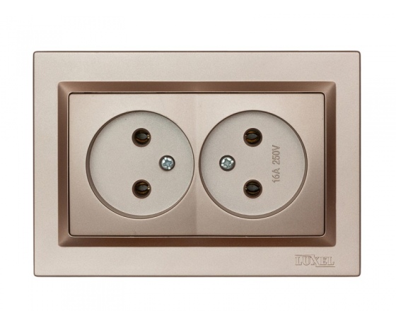 Фото 2 - Розетка двойная Luxel JAZZ (9207) Терракотовая